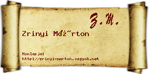 Zrinyi Márton névjegykártya